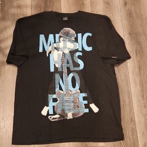 Black Graphic T-Shirt with Blue Print